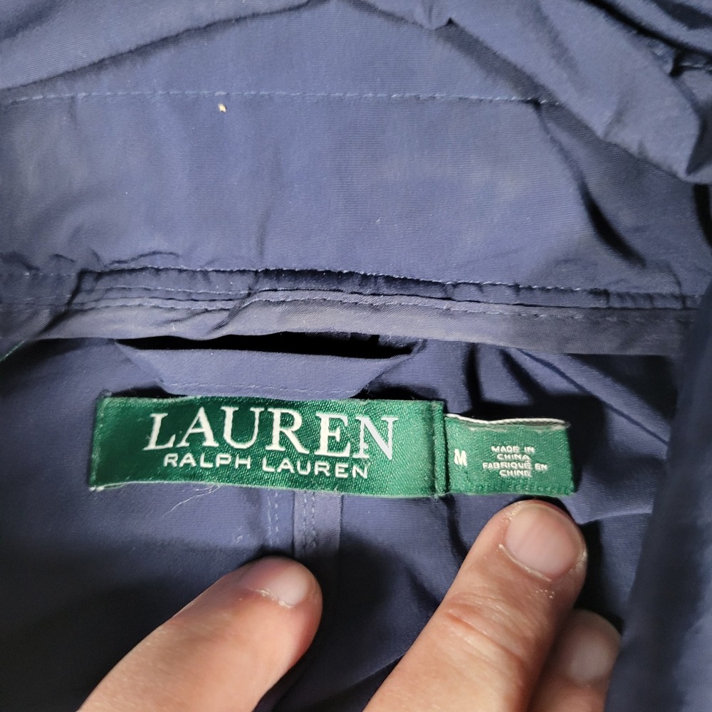 Lauren Ralph Lauren Field Jacket Women Size M Navy Blue Hooded Utility Coat 0618 - Picture 3 of 12